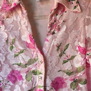 💖Y2K Pink Lace Floral Top💖